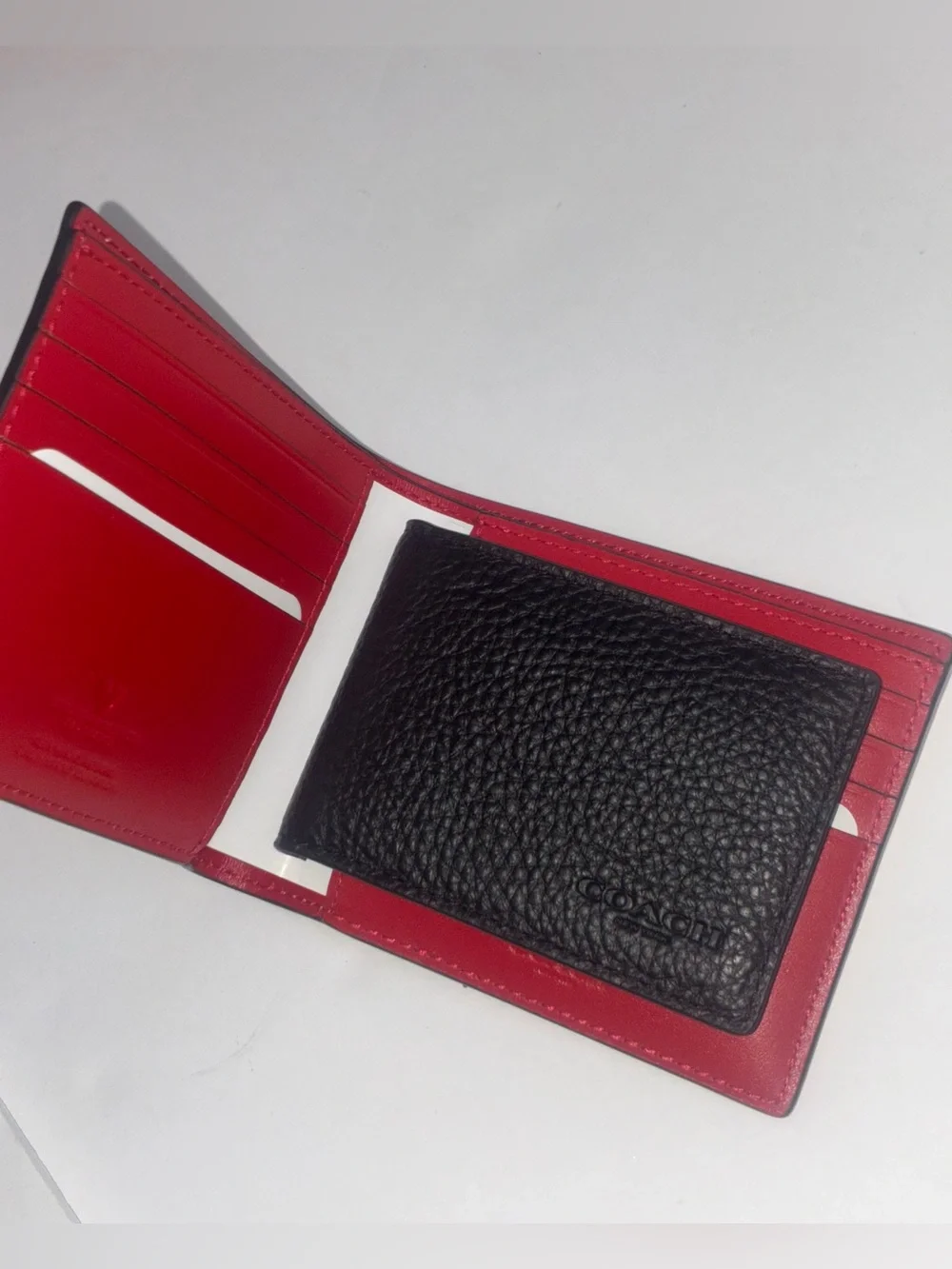 Coach Disney Keith Haring Mickey Mouse UFO Unisex Leather Bifold Wallet NEW